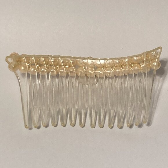 Vintage Cream White Pearl Beaded Flower Side Hair Comb 80s 90s Bridal Communion - Picture 5 of 11